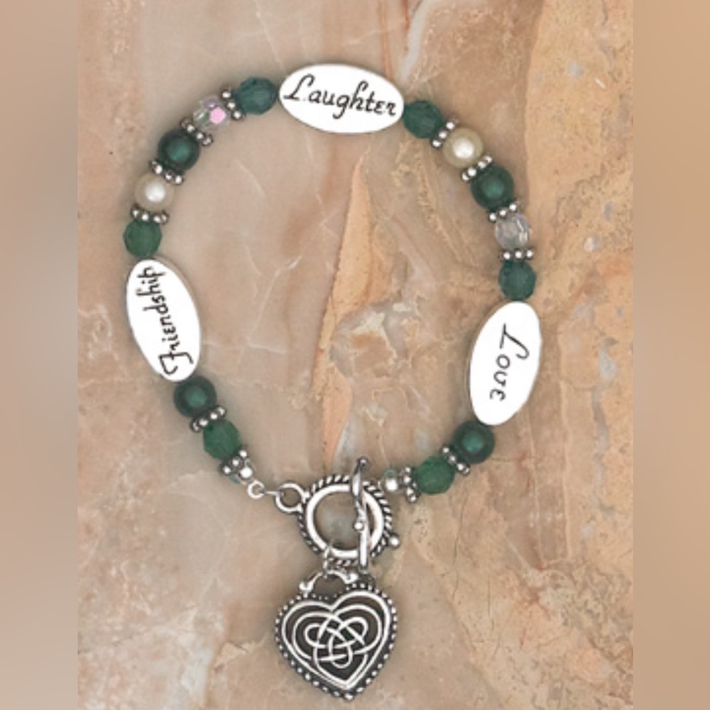 Irish Celtic Silvertone Friendship Beaded Bracelet